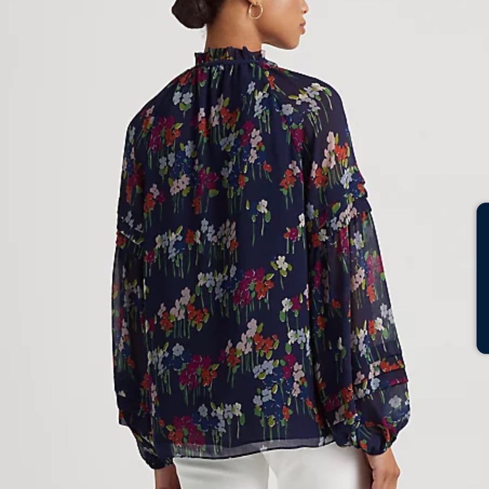 Lauren Ralph Lauren Floral Crinkle Georgette Blouse - Picture 5 of 14